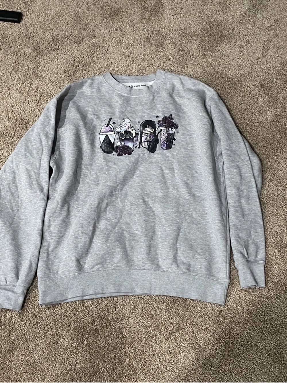 3R Vinyl Shop Crewneck Gray Sweatshirt Xl